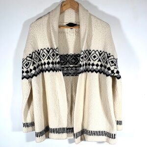 Nili Lotan Fair Isle Nordic Knit Open Cardigan Sweater Alpaca Wool Blend Size M
